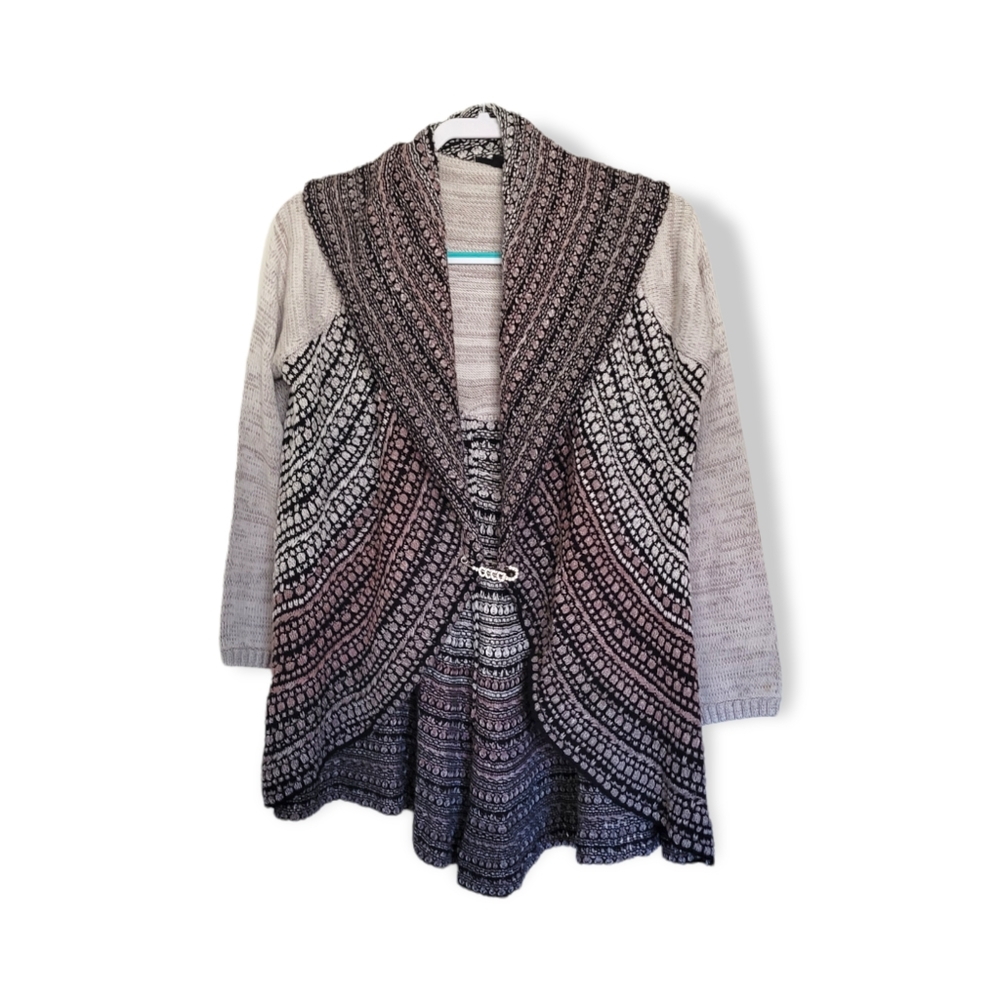 Dor Dor Couture | Gorgeous Gray Ombre Knit Open Front Cardigan (SIZE S)